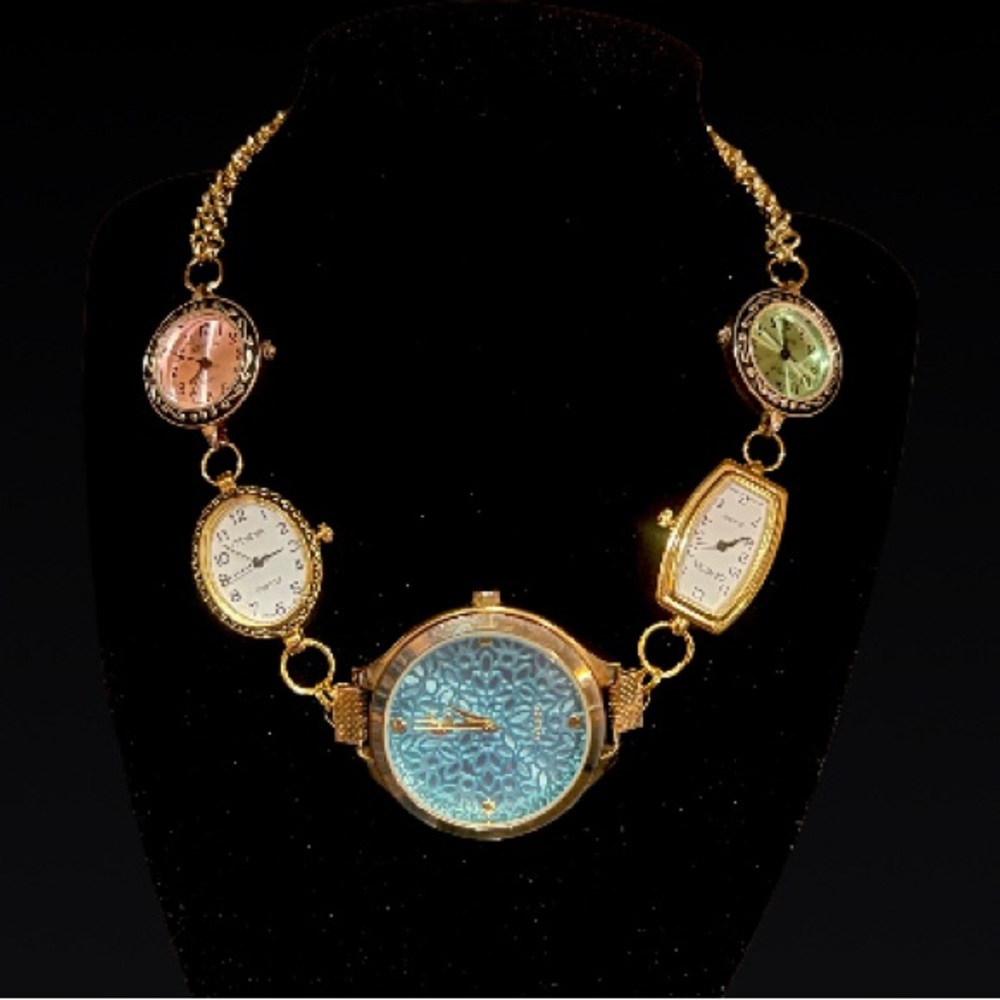 Hand made watch choker necklace.